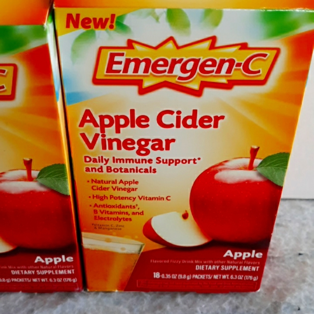 Emergen-C Apple Cider vin Daily Immune Support & Botanicals,18 Packets (3 Boxes)